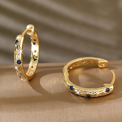 Golden Moon Star Studded Diamond Earrings