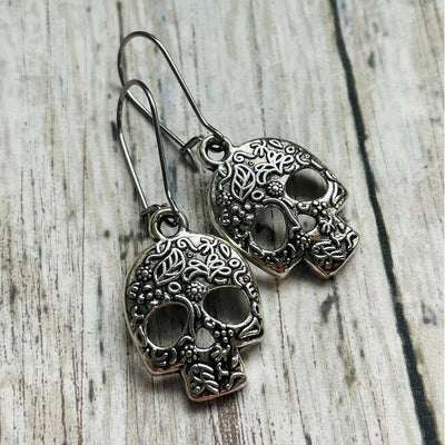 Vintage Silver Skull Earrings