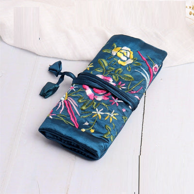 Handmade Embroidered Silk Jewelry Bag