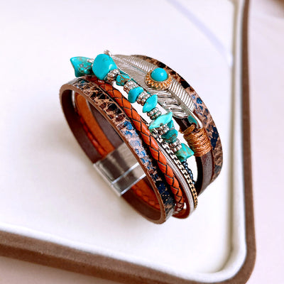 Woven Magnetic Leather  Bracelet