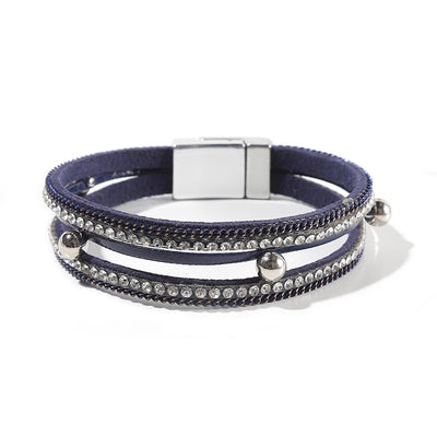 Multi Layer Leather  Magnetic Buckle Bracelet