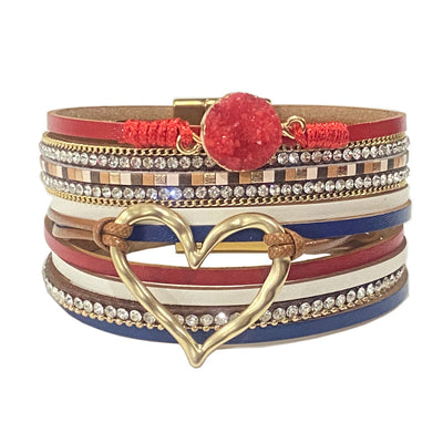 Multi-layer  Heart Leather Bracelet