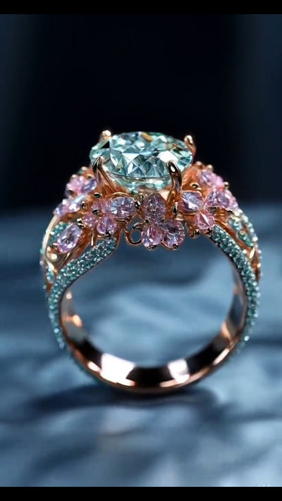 Exquisite Rose - Gold and Gem Ring: A Blossoming Beauty for Every Occasion