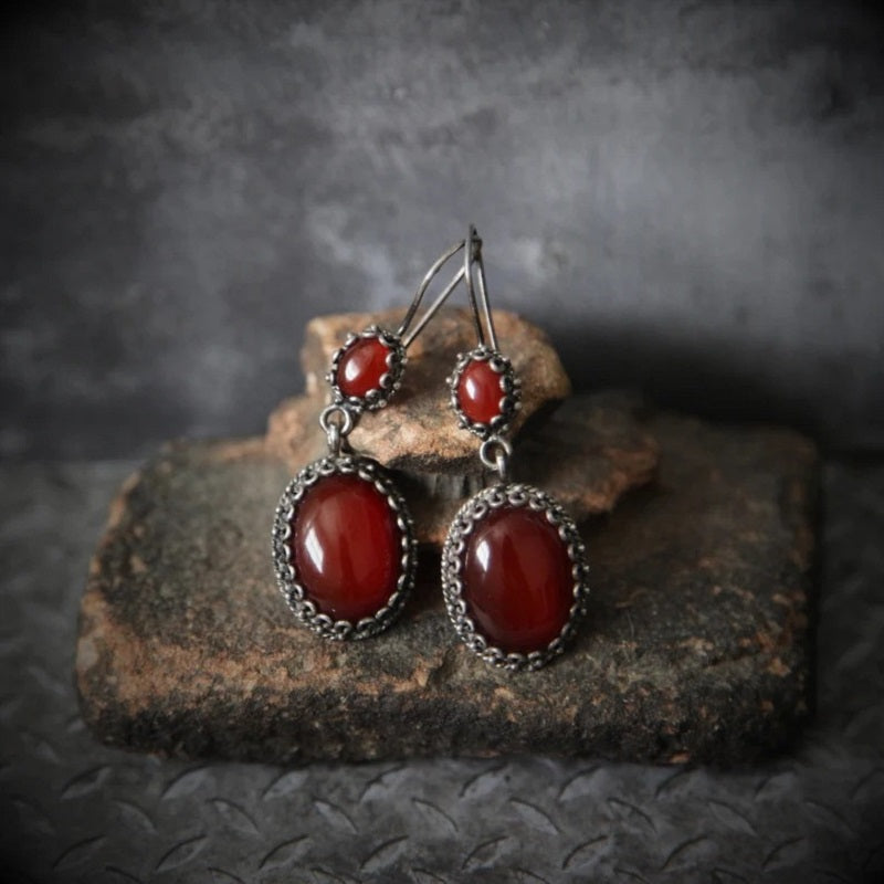 Vintage Baroque Red Stud Earrings