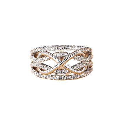 Silver Gold Waved Hollow Design Ring