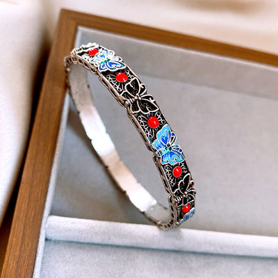Butterfly Drip Oil Flower Round Bracelet