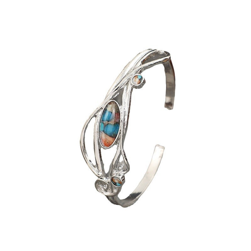 Drip Glue Alloy Open Bracelet