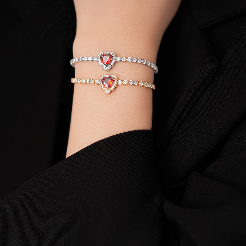 Three-dimensional Love Zircon Adjustable Bracelet