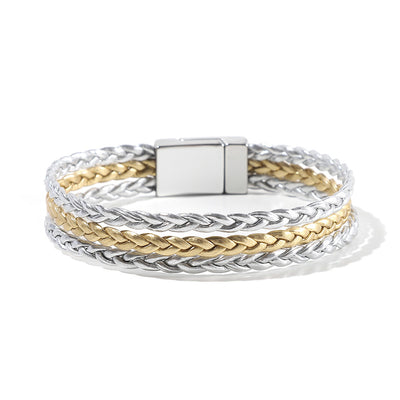 Multi Layer Leather  Magnetic Buckle Bracelet