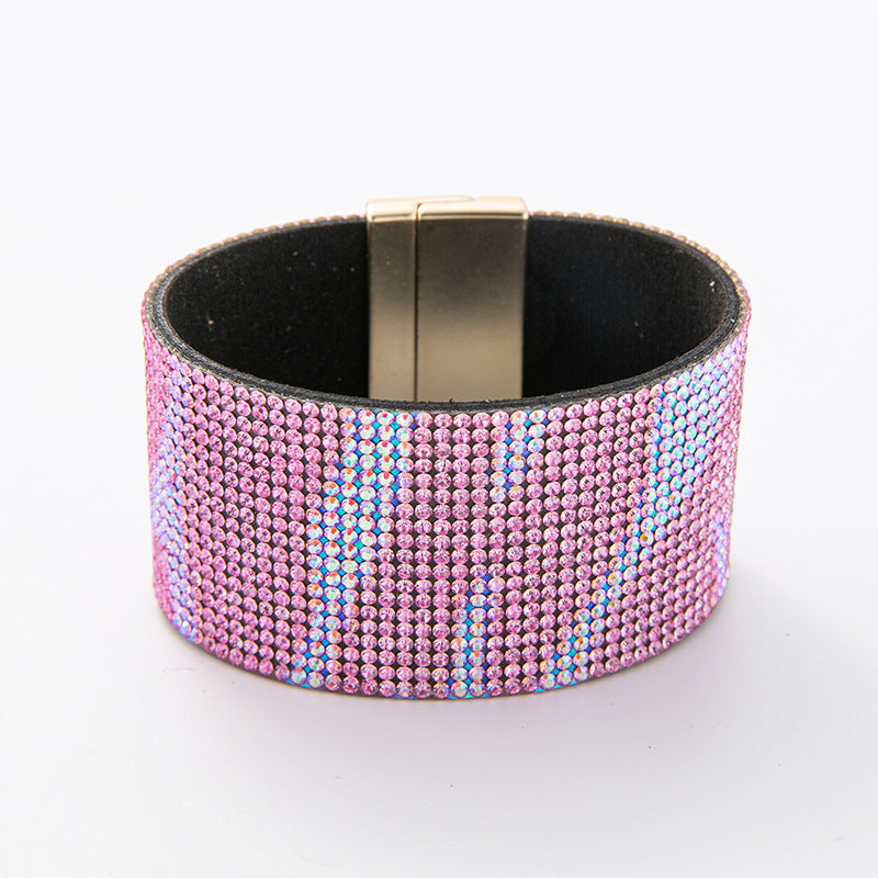 Crushed Stone Rice Bead Leather Bracelet