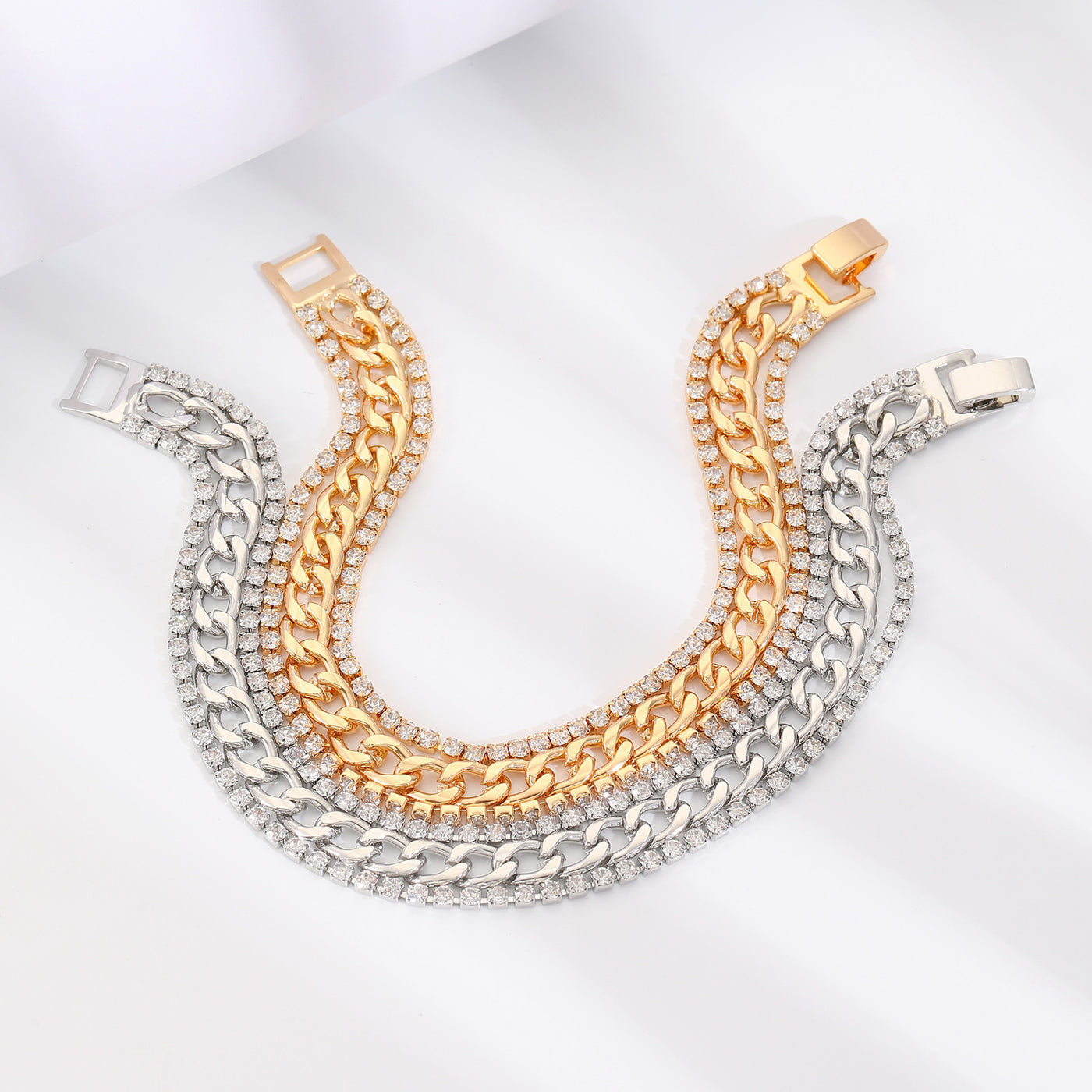 Three-layer Rhinestone  Chain Bracelet