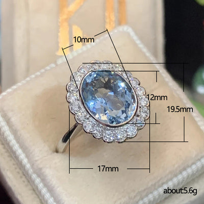 Ocean Blue Elliptical Zircon Ring