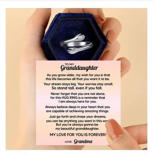 To Granddaughter -925 Sterling Silver Hug Ring (Adjustable - One Size Fits All)