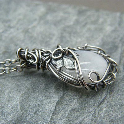 Retro Wrapped Moonstone Necklace