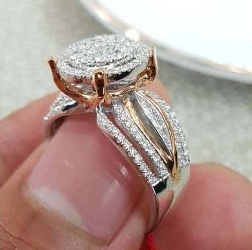 Two Tone Diamond Studded Ring