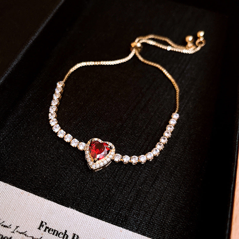 Three-dimensional Love Zircon Adjustable Bracelet