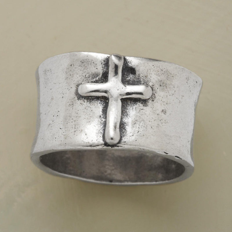 Wide Sided Retro Cross Ring