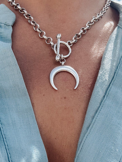 Crescent T Bar Chain Necklace