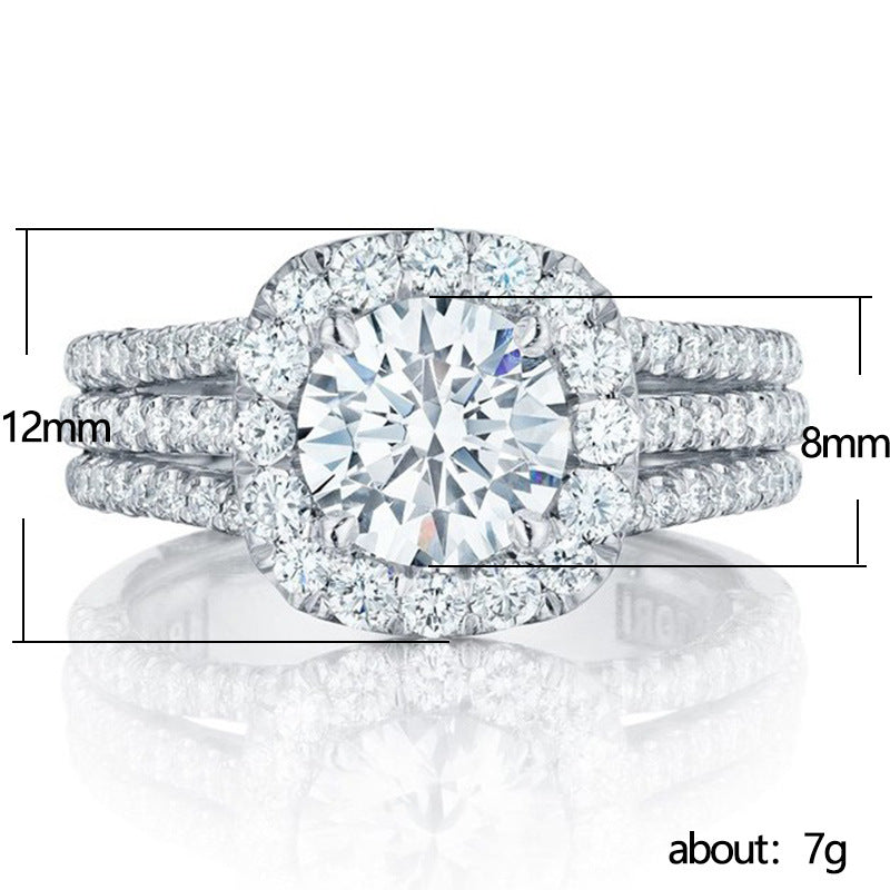 925 Sterling Silver Engagement Square Zirconia Ring