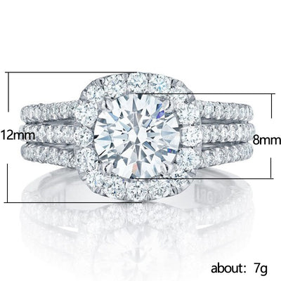 925 Sterling Silver Engagement Square Zirconia Ring
