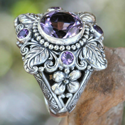 🔥🔥Last Day 49% OFF🎁Meditation Amethyst Crystal Flower Ring
