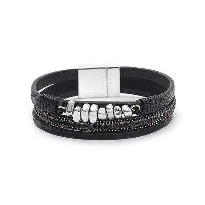 Leather Magnetic Buckle Closed Bracelet