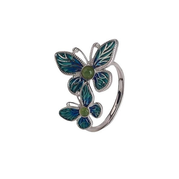 Enamel Craft Double Butterfly Ring
