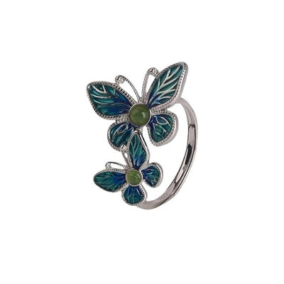Enamel Craft Double Butterfly Ring