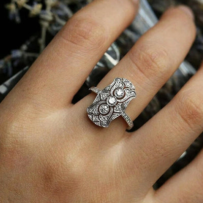 Retro Hollow Rectangular Ring