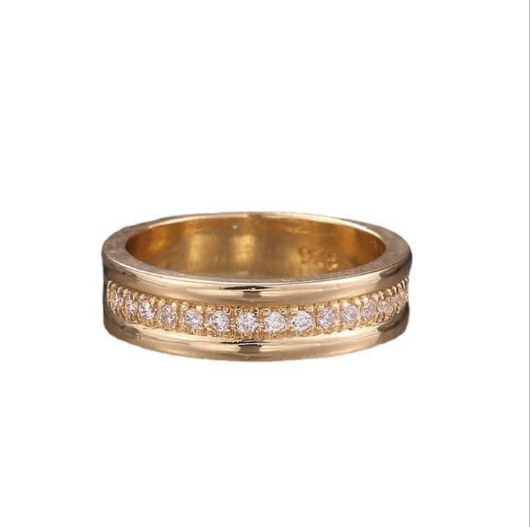 Simple Gold Single Row Diamond Studded Ring