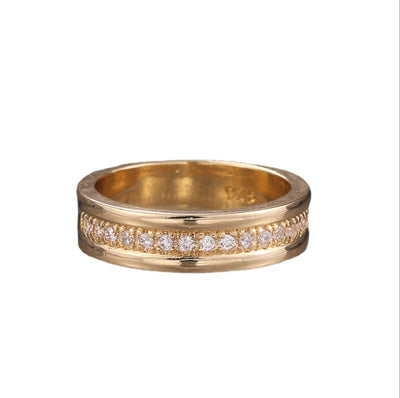 Simple Gold Single Row Diamond Studded Ring