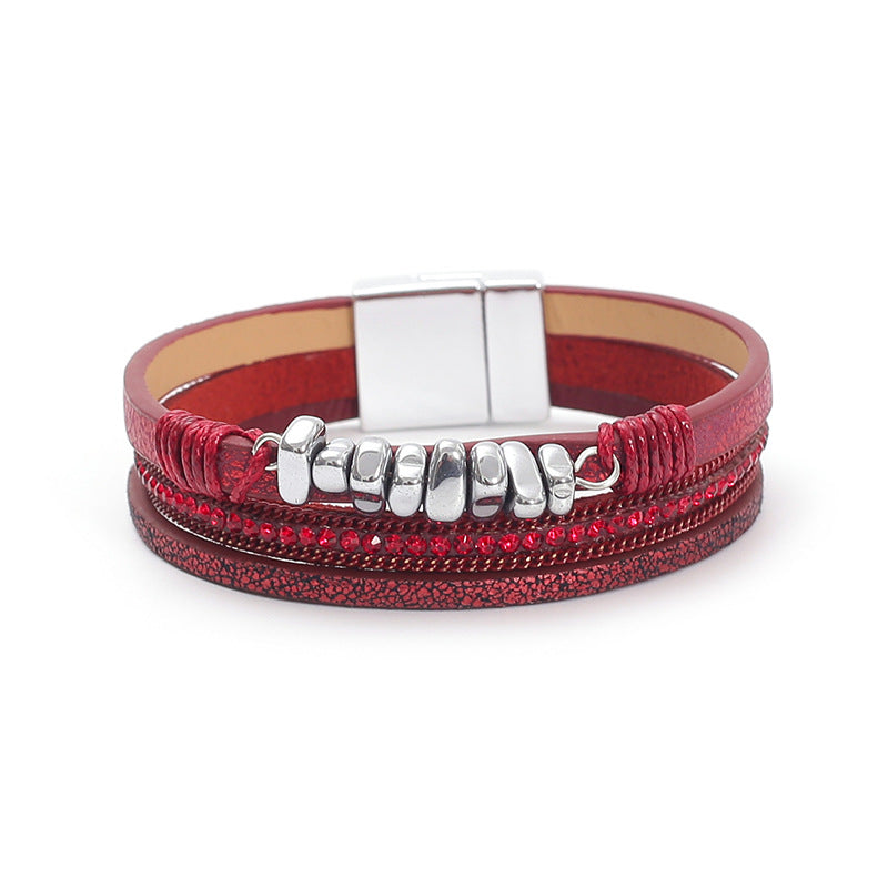 Leather Magnetic Buckle Closed Bracelet