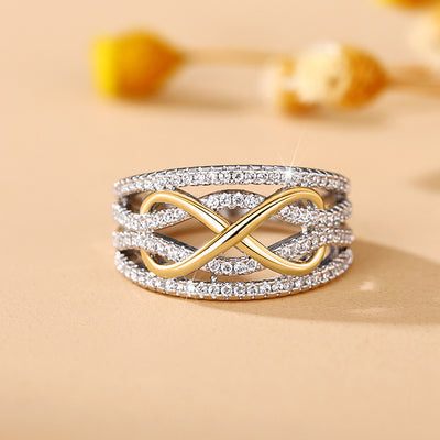 Silver Gold Waved Hollow Design Ring