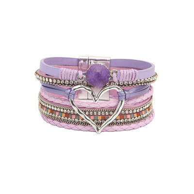 Multi-layer  Heart Leather Bracelet