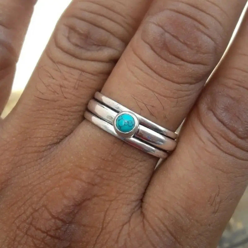 Retro Ethnic-Style Turquoise Ring
