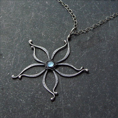 Five pointed Star Moonlight Stone Necklace