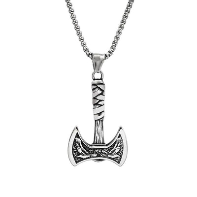 Vintage Viking Double sided hatchet  Sterling Silver Pendant Necklace