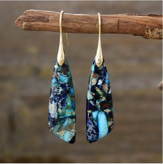 Bohemian Natural Stone Geometric Earrings