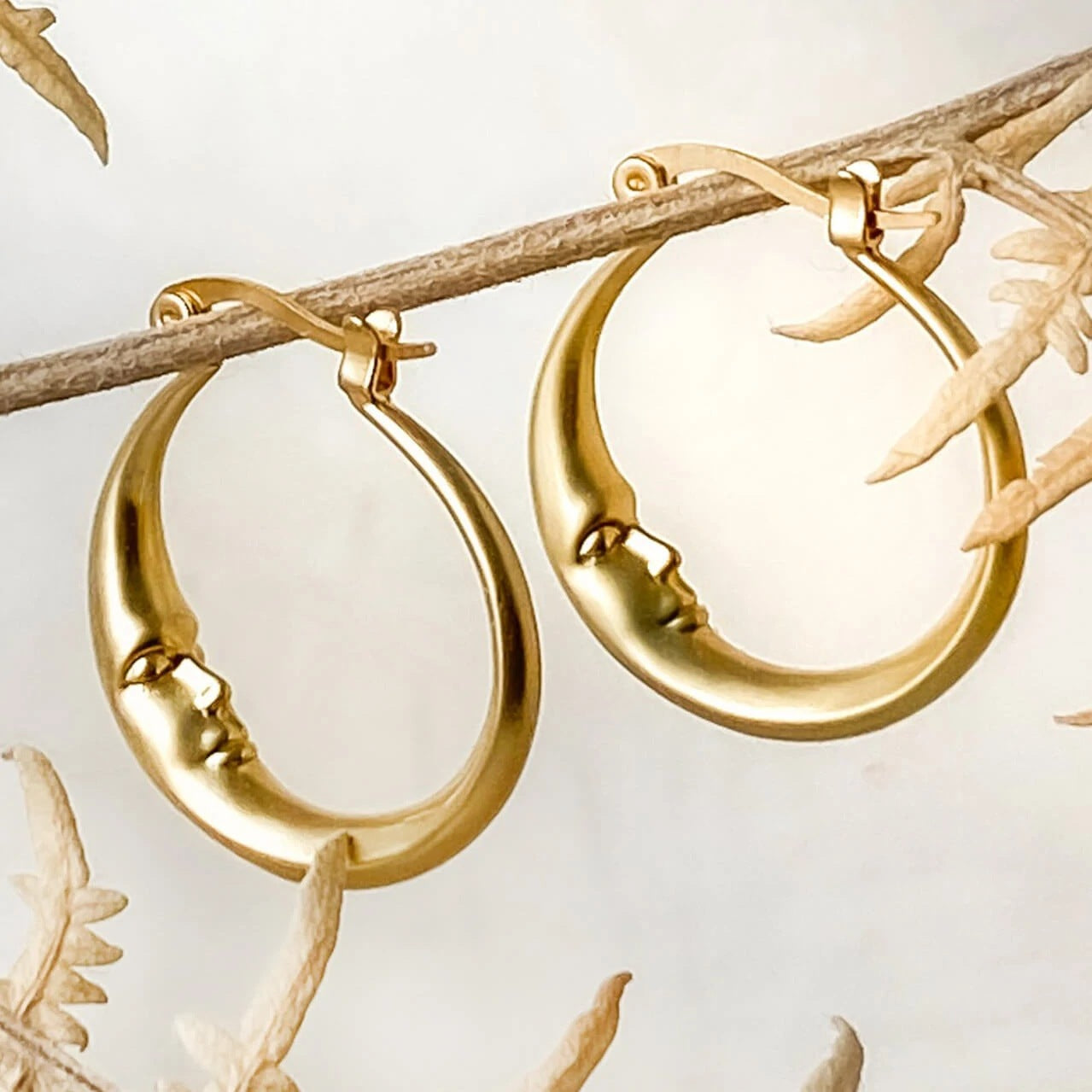 Minimalist Oval Moon Earrings