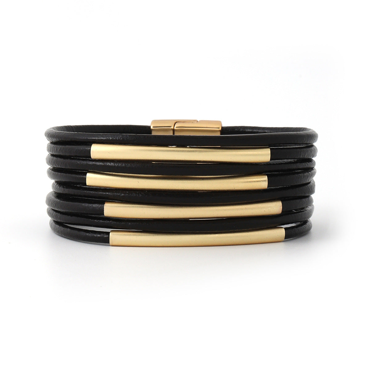 Leather Copper Tube Bracelet