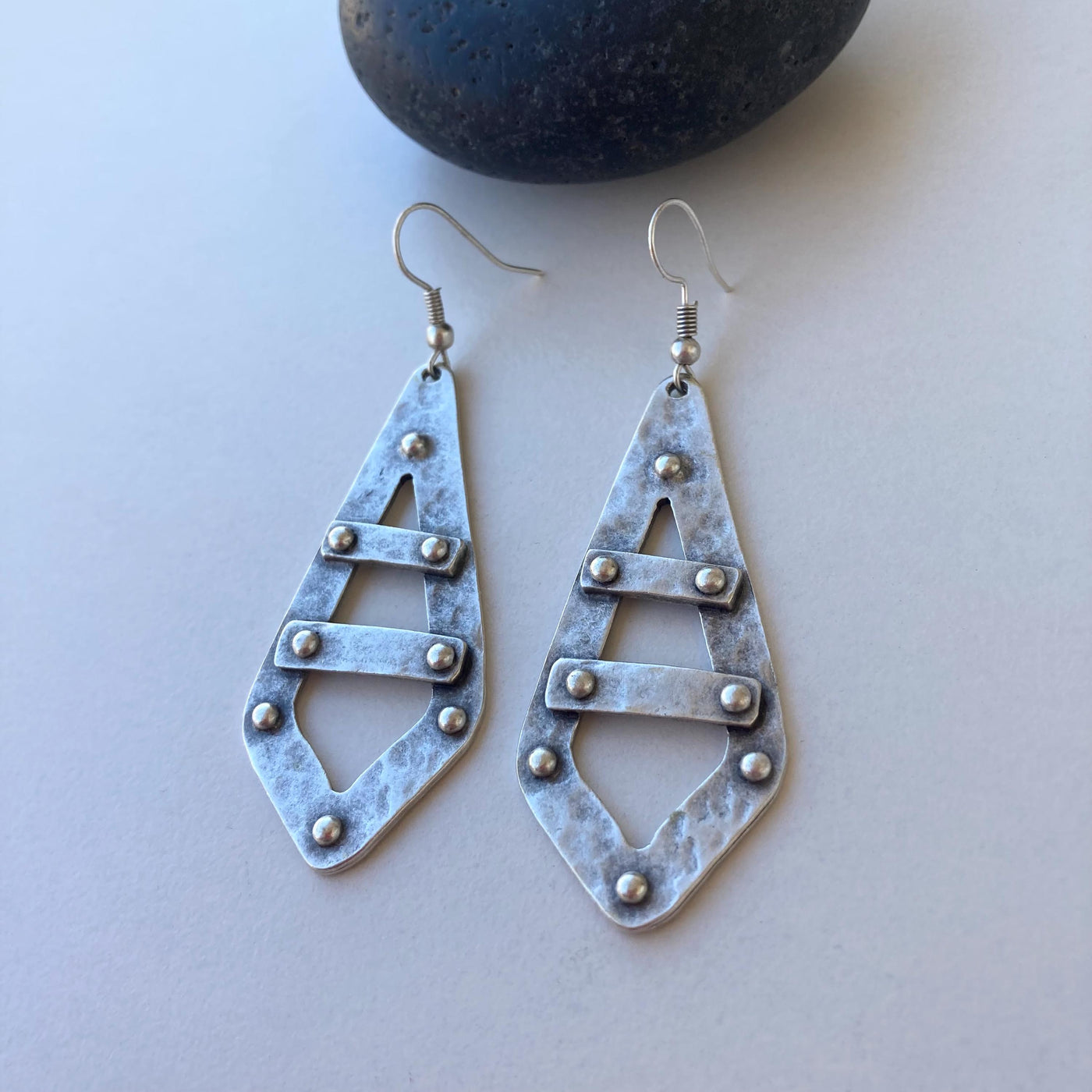 Cerddoriaeth Hanesyddol Hirfain Cloch Gwallt Boho Arian Gwthiedig, Dyluniad Ethnig Rhyngweithiol Geometrig
