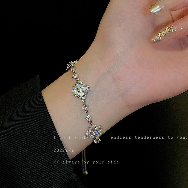 Zircon Flower Tassel Bracelet