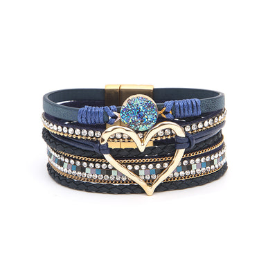 Multi-layer  Heart Leather Bracelet