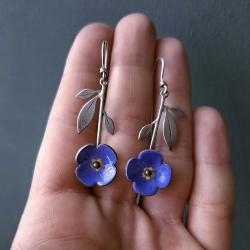 Exquisite Blue Flower Earrings