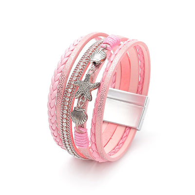 Starfish Shell Leather Bracelet
