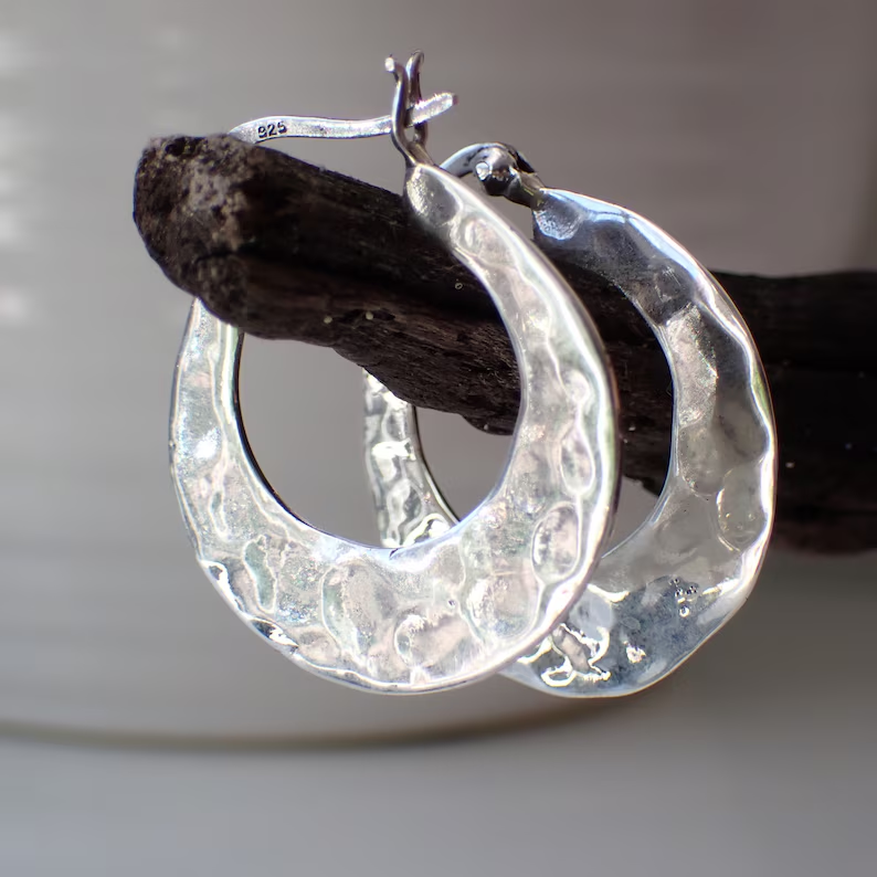 Single Hammered Hoop Earrings