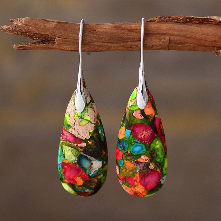 Emperor Stone Droplet Pendant Earrings