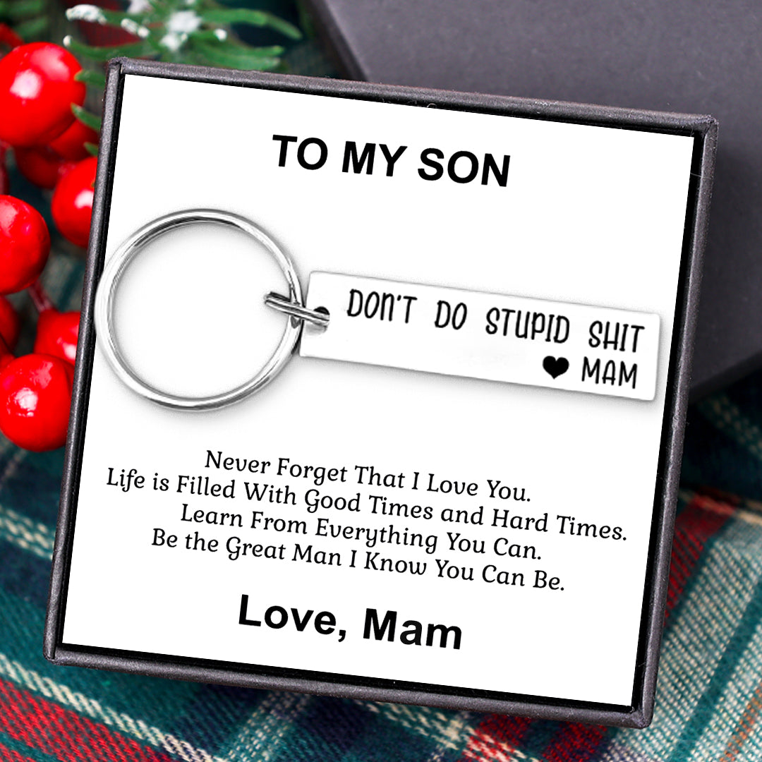 Don't Do Stupid Funny Keychain Gift Box Set for Son and Daughter