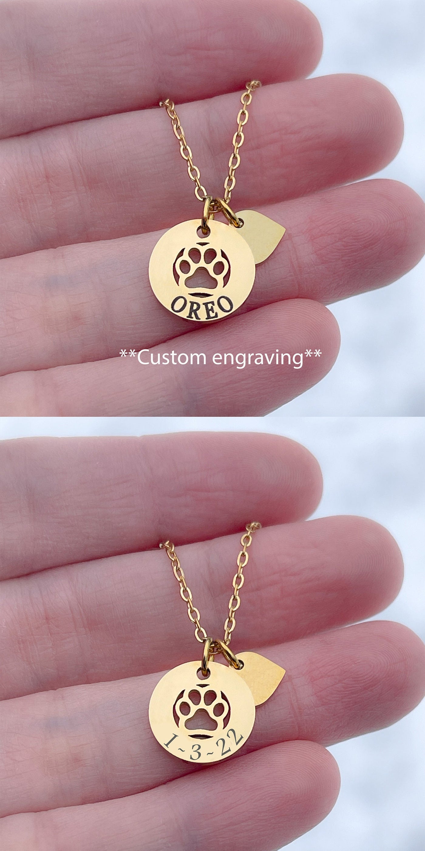 Personalized Rainbow Bridge Paw Necklace
