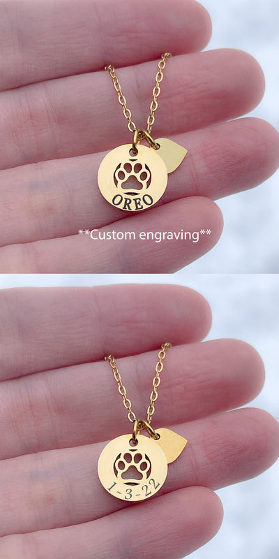 Personalized Rainbow Bridge Paw Necklace